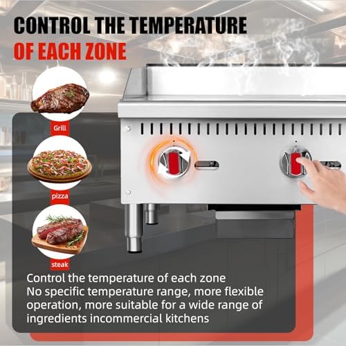 Commercial Gas Griddle - 24" Countertop Griddle. 60,000 BTU Flat Top Griddle, Natural Gas (NG) / Propane, CSA Certified - Image 4