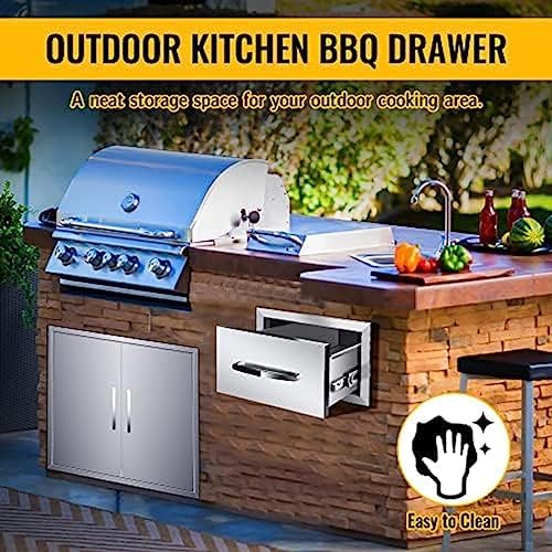 BBQ Outdoor Kitchen Drawers Stainless Steel 3-Drawer BBQ Drawer Enclosed Built-in Drawer Flush Mount for Outdoor Kitchens & BBQ Islands,14Wx23Dx8.5H - Image 7