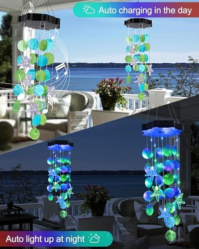 Toodour Solar Wind Chimes for Outside, Gifts for Mom Grandma Women Girls - Image 6