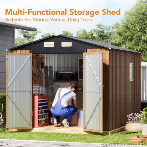 Panovue 8x10 FT Outdoor Metal Storage Shed (NO Frame Floor & Wood Panels) - Image 6