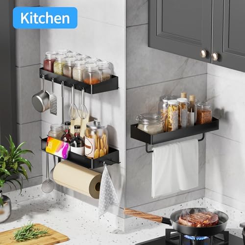 SUNTECH Garage Paper Towel Holder with Shelf, Wall-Mount, 3 Pack (Black) - Image 6