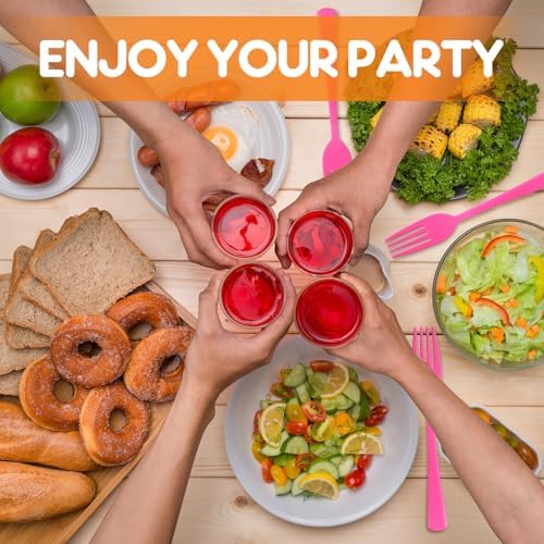 60 Pcs Rose Red Disposable Plastic Forks Cutlery Heavy Duty Dinnerware Plastic Silverware Flatware for Home Office School Party Picnics Restaurant Outdoor Events or Every Day Use (Rose Red) - Image 4