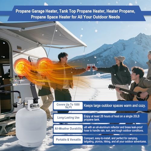 Propane Heater, 15000 BTU Propane Heater Outdoor, Propane Tank Top Heater with Tip-Over Protection, 3 Heat Settings, Safety Shut-Off Valve for Patio,Camp,Fish,Garage,etc. - Image 7