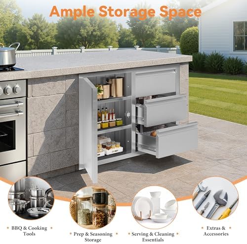 Jocisland 28-Inch Stainless Steel Outdoor Kitchen Drawer Cabinet - Image 3