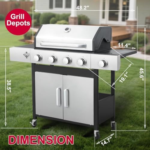 4-Burner Propane Gas Grill and Griddle Combo with Side Burner - Image 2