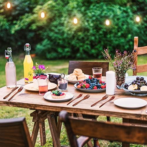 Geiserailie 24 Pcs Wooden Utensils for Eating Wooden Spoon Fork Knife Set - Image 5