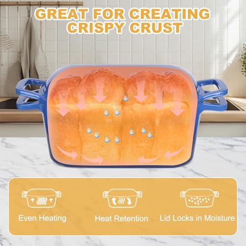 Enameled Dutch Oven for Sourdough Bread Baking, 3.6QT Oval Cast Iron Bread Pan with Lid - Image 6
