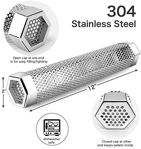 LANNEY Smoke Tube for Pellet Smoker 2 Pack, 12'' Smoker Tube for Pellet Grill - Hot or Cold Smoker Accessories for Electric Gas Charcoal Grilling, Stainless Steel Portable Barbecue Smoking Tube - Image 5