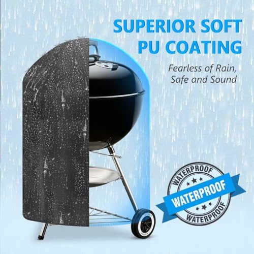 Kettle Grill Cover 22 Inch - Superior Charcoal Grill Cover for Weber Kettle Grill - 600D Outdoor BBQ Covers for Weber 22 Inch Original Kettle Grill, Master Touch Charcoal Grill and More - Image 7