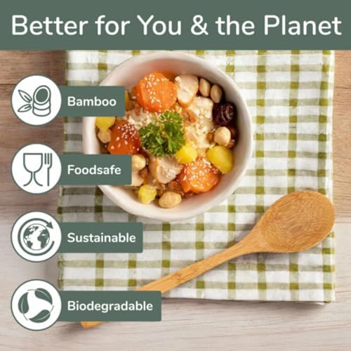 BambooMN 8" Reusable Bamboo Dinner Spoon - 30 Units - Image 3