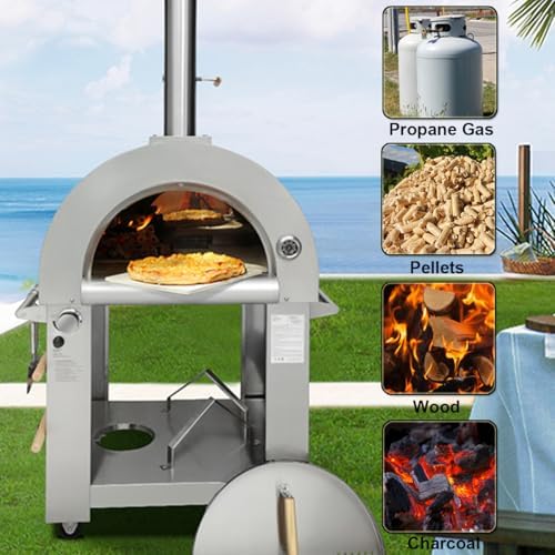 32.5" Dual Fuel Pizza Oven - Wood Fired or Propane Gas Fueled Outdoor Oven - Image 4