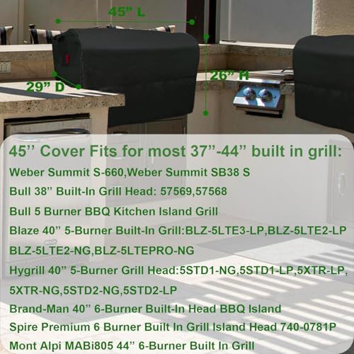 Built-in Grill 45" Fits for Weber Summit S-660,Weber Summit SB38 S,Bull 38” & 5 Burner,Blaze 40”,Hygrill 40”,Brand-Man 40”,Most 34"-42" Built in Grill, Island BBQ Top Cover - Image 2
