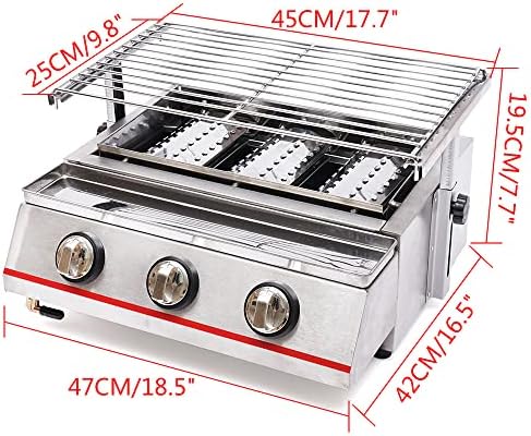 3-Burner BBQ Gas Grill, Drop-in Grill Outdoor Camping Tabletop Cooker, Rotisserie Grill Kit Barbecue Grid with Steel Cover, 2800Pa(Style 5) - Image 7