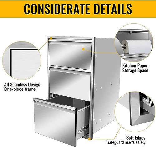 17W x 30H x 21D Inch Outdoor Kitchen Drawers, Flush Mount Access BBQ Drawers, BBQ Island Drawers for Outdoor Kitchens or BBQ Island Patio Grill Station - Image 5