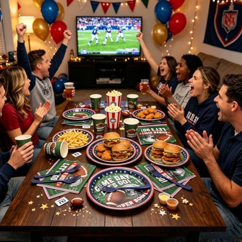 Football Paper Plates and Napkins 120Pcs Football Party Supplies Serves 24 - Image 5
