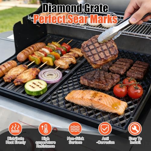 18.75" Dual Sided Diamond Sear Grill Grates for Weber Genesis II/LX 300 Ser - Image 4