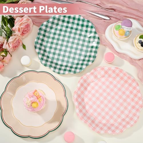 NatNarr 48 Pcs Camp Bachelorette Decorations 9 Inch Gingham Paper Plates - Image 4