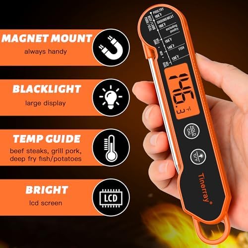 Professional Digital Meat Thermometer Instant Read Waterproof – Folding Probe Food Thermometer with Backlight & Calibration, Fast Read for BBQ, Grill, Deep Fry, Liquids, Gift for Chef (Orange) - Image 5