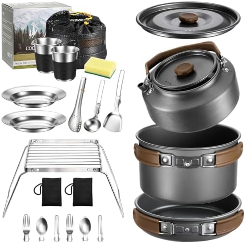 Leonyo 18PCS Camping Cookware Set, Camping Cooking Pot Pan Mess Kit by Leonyo