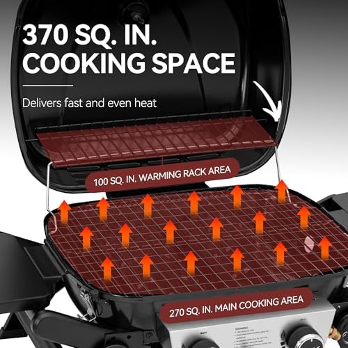 Royal Gourmet GT2005 2 Burner Portable Propane Gas Grill with 24 Inch Tabletop Cover Bundle - Foldable Tables & Legs, 270 sq. in. Cooking Area, Black - Image 6