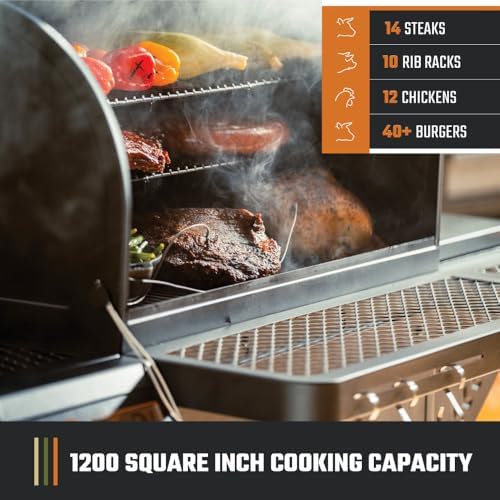 Oklahoma Joe's Tahoma 1200A DLX Auto-Feed Charcoal Smoker and Grill w/Wi-Fi with 1200 sq. in. Cooking Area in Black - Image 5