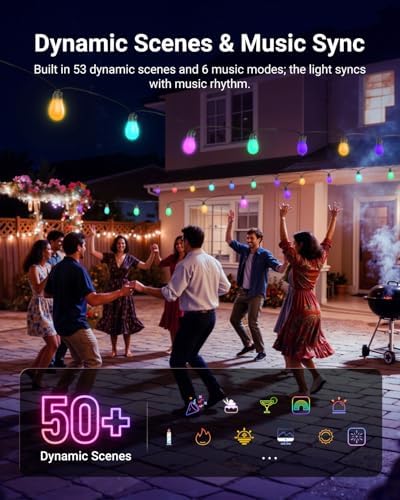 NEEWER NR01 96ft Outdoor String Lights, App Control Smart AI RGBW Lighting - Image 3