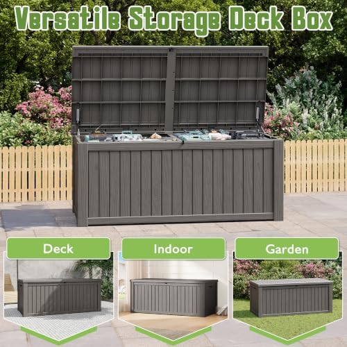 Outdoor Storage Waterproof Deck Box for Patio (230 Gallon, Grey) - Image 4