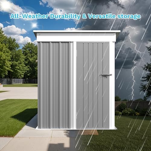 Greesum Outdoor Storage Shed 5 x 3 ft. Utility Tool Shed, Gray - Image 4