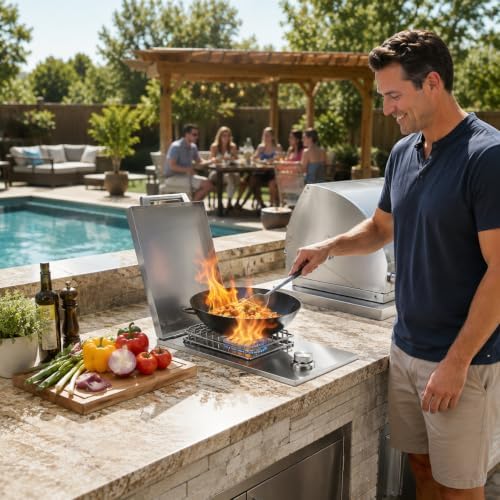 Built-in Side Burner for Outdoor Kitchen，Propane & Natural Gas, 304 SS - Image 3