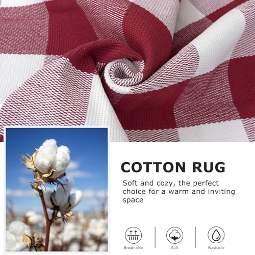 IOHOUZE Christmas Buffalo Plaid Runner Rug 2x8, Washable, Red White - Image 6