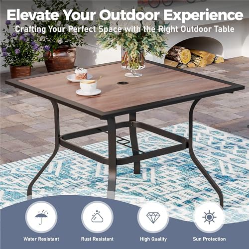 SUNSHINE VALLEY Patio Dining Set for 4, 37" Metal Table & Red Chairs - Image 4