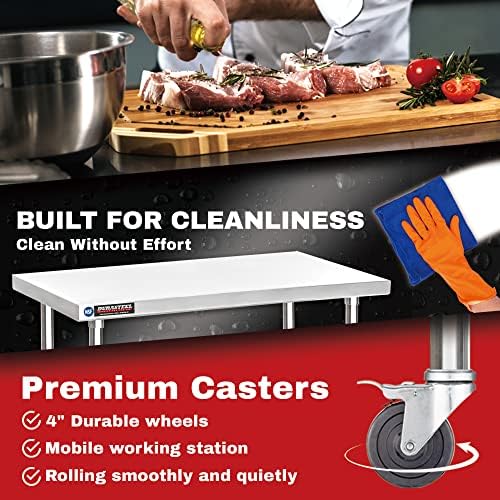 DuraSteel 30x36 NSF Stainless Steel Cart Work Table - Heavy Duty Rolling Food Prep Table Countertop Island - Metal Utility Cart on Wheels Caster, Grill Stand Storage Outdoor Kitchen Tables Bar Top - Image 6