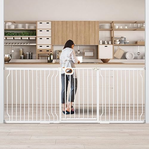 owlie 75 to 85 Inch Extra Wide Baby Gate with Door for Stairs Doorways by owlieextrawidebabygate
