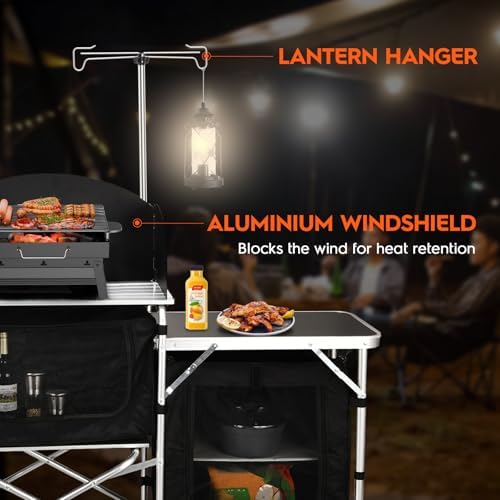 JOUYEK Cmaping Kitchen Table, Aluminum Folding Camping Cook Station - Image 4