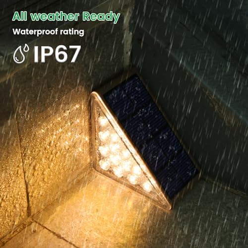 JOFIOS Solar Step Lights for Outside,24pack Solar Stair Lights Outdoor Waterproof IP67,Outdoor Deck Step Light,Solar Outdoor Lights for Staircase,Patio(Warm Brown) - Image 3