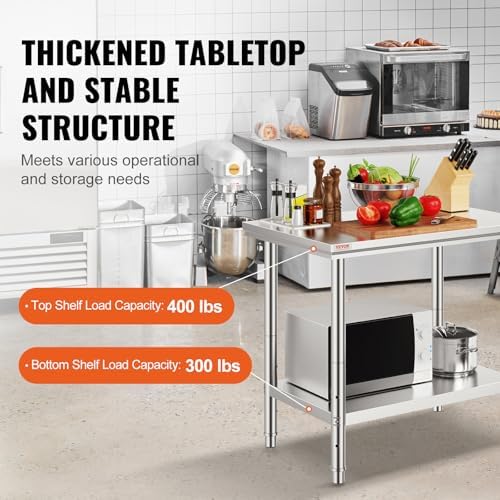 Vevor Stainless Steel 900x600x800 mm Commercial Kitchen Prep & Heavy Duty Metal Work Table with Adjustable Feet for Restaurant, Home and Hotel : Industrial & Scientific - Image 3
