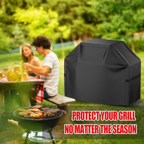 BBQ Grill Cover, Waterproof, Weather Resistant, Rip-Proof, Anti-UV, Fade Resistant, with Hook-and-Loop Straps, Gas Grill Cover for Most Grills, 48 inch, Black - Image 7