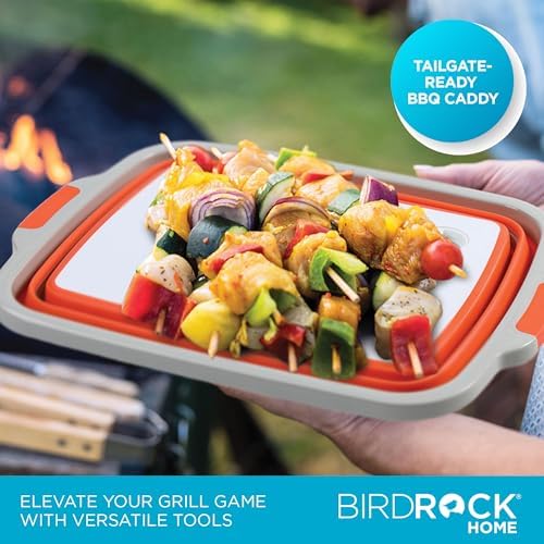 BIRDROCK HOME 18L Collapsible BBQ Prep Tub with Lid, Orange, 22” L x 16” W - Image 2