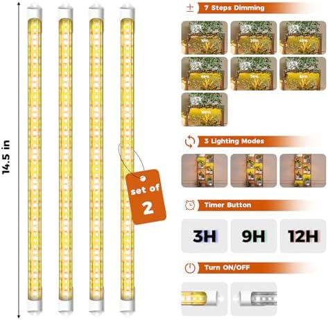 Bamworld Plant Stands with Grow Lights Sets of 2 Tall Plant Shelves - Image 4