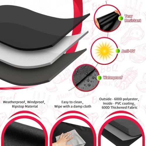 NEXCOVER 72 Inch Grill Cover - 600D Heavy Duty Waterproof and Weather Resistant BBQ Cover for Weber, Char Broil, Nexgrill, Holland - Fade Resistant, Black - Image 3