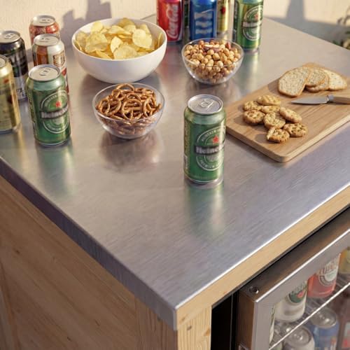 MOUMON Outdoor Kitchen Mini Fridge Cabinet with Stainless Steel Countertop - Image 4