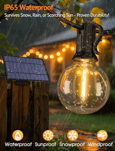 Larkvue 50FT(2x25FT) Solar String Lights with Remote, 20+2 G40 Bulbs, Black - Image 5