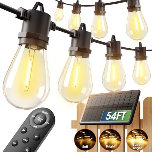 addlon 54FT(48+6) Solar String Lights Outdoor, Last 20+ Hrs, USB Charging by addlon