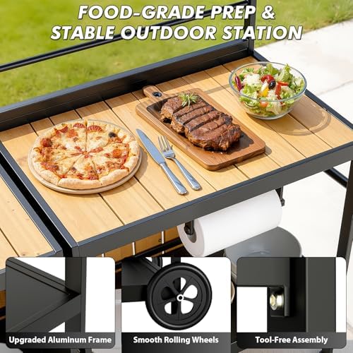 LEVELEVE Modular Outdoor Kitchen Island 4-Piece Set, Aluminum Outdoor Kitchen Cabinets Prep Station with Sink, Built-in Storage & Shelves for Patio, Backyard & Deck - Image 5