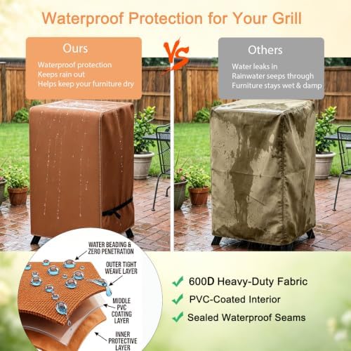 NetttyPro Electric Smoker Cover 40 inch for Outside, 25" W x 23" D x 43" H - Image 3