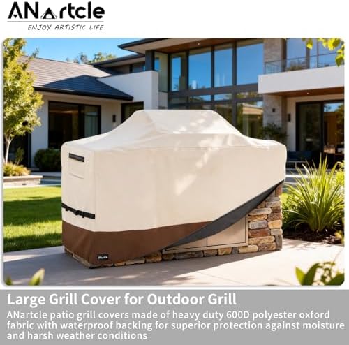 ANartcle Waterproof Extra Large Grill Cover for 86 Inch Island with Center Grill Head,600D Heavy Duty Waterproof All Weather Outdoorbar Island Kitchen Covers,Beige - Image 4