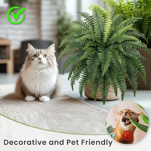 FOREST PRINCE 35" Fake Ferns Artificial Bush Plants for Outdoors, 2-Pack - Image 4