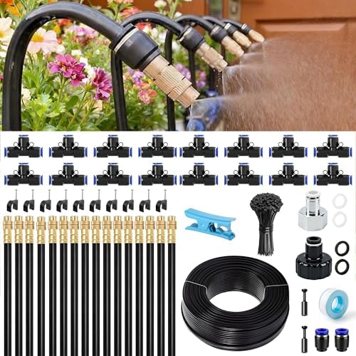 50FT Drip Irrigation System, 360° Adjustable Garden Plant Watering System by Seamaka
