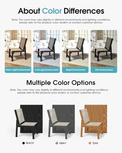 Ciokea HDPE Outdoor Dining Chair of 2, Patio Stackable Porch Chairs, Black - Image 7