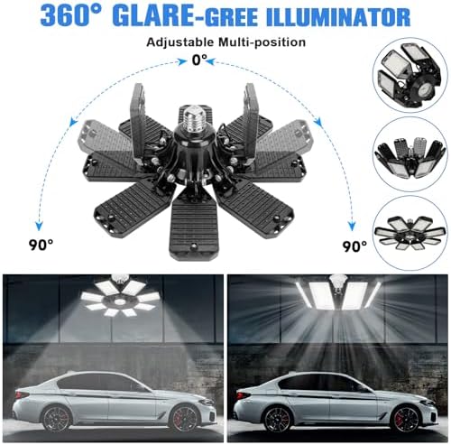 Aoretic LED Garage Lights 8 Panels 2 Pack -220W, 22000LM 6500K Led Shop Light with 8 Deformable Panels, Basement Barn Light Garage Ceiling Lights - Image 2